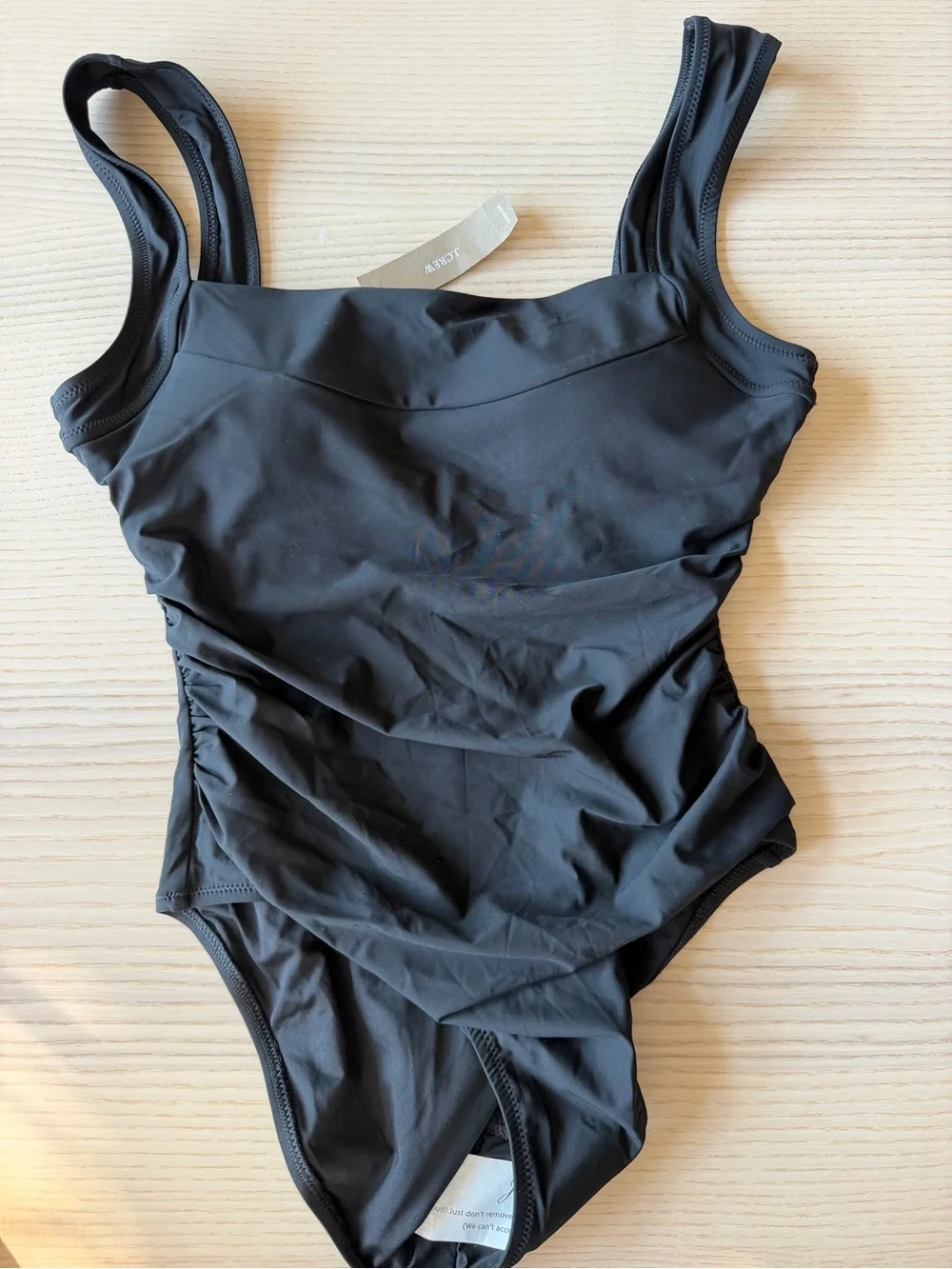 NWT J.Crew Nia Ruched Squareneck One-Piece Swimsuit in Black – Size 8